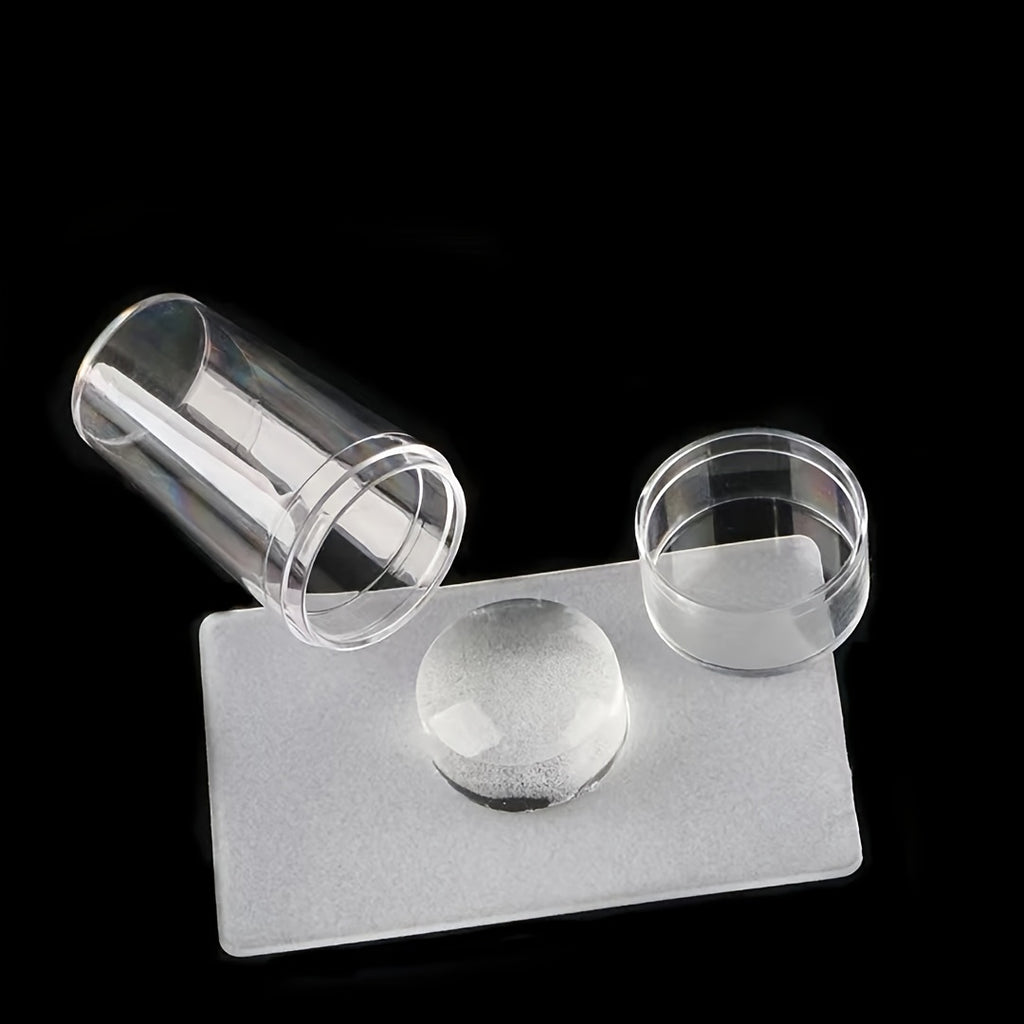Transparent Nail Stamper with Scraper - Jelly Silicone Stamp for French Nails - Manicuring Kits - Nail Art Stamping Tool Set - Easy to Use and Durable