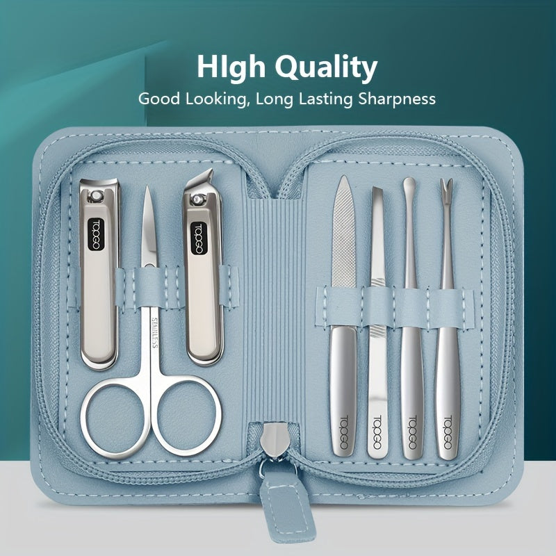 TOPGO German Nail Clipper Set High-End Nail Clipper Household Original Slant Pliers Trimming Box Tool 7pcs Set