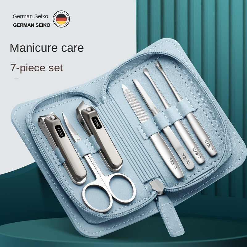 TOPGO German Nail Clipper Set High-End Nail Clipper Household Original Slant Pliers Trimming Box Tool 7pcs Set