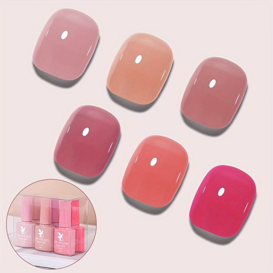 6pcs Pink Flower Series Nail Gel Polish Set - Manicure Kit with 6 Vibrant Colors, Long-Lasting Soak-Off Gel Polish for Nail Art Design