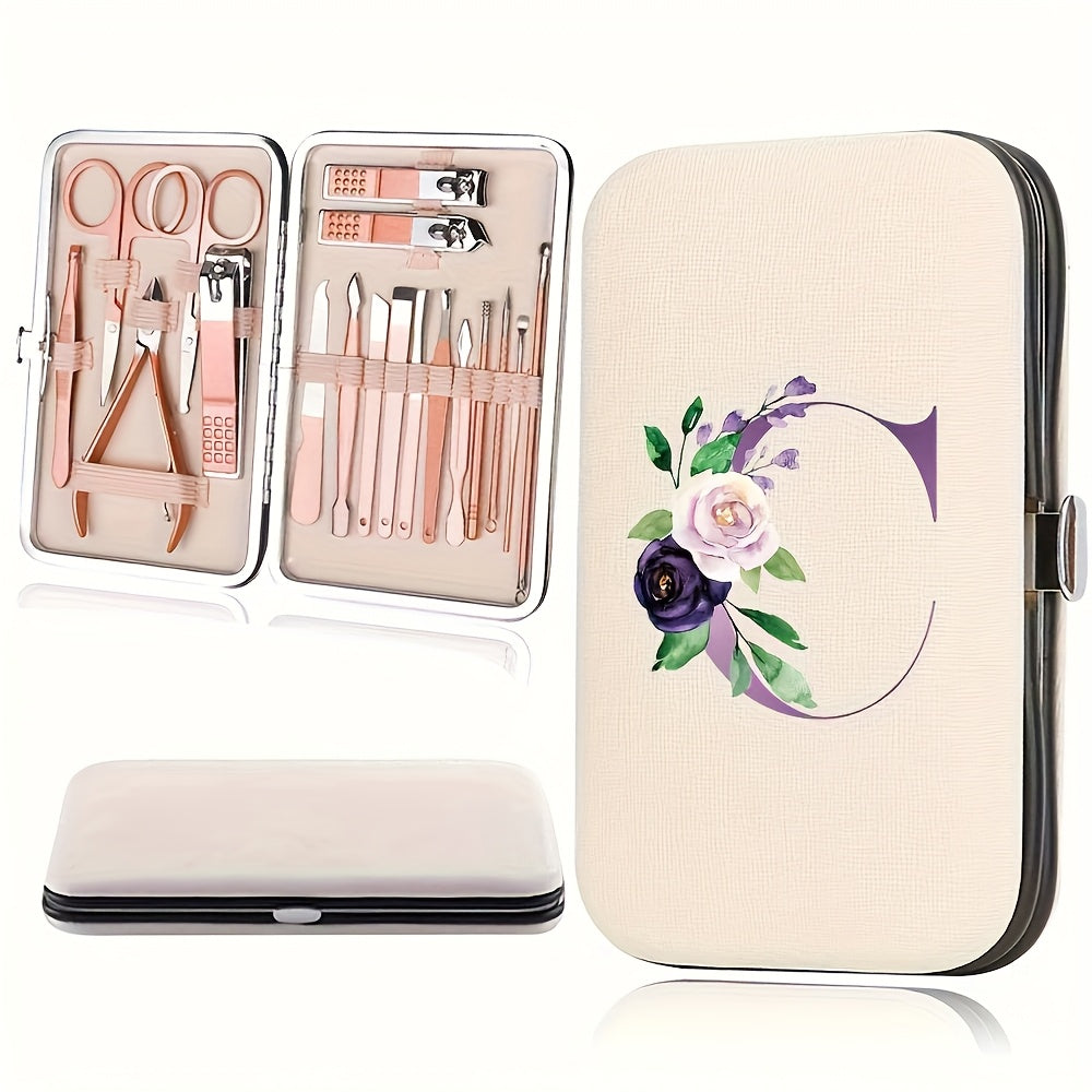 18pcs Portable Manicure Set 18pcs Portable Manicure Clippers Set | Stainless Steel Nail Cutter Kit with PU Storage Box