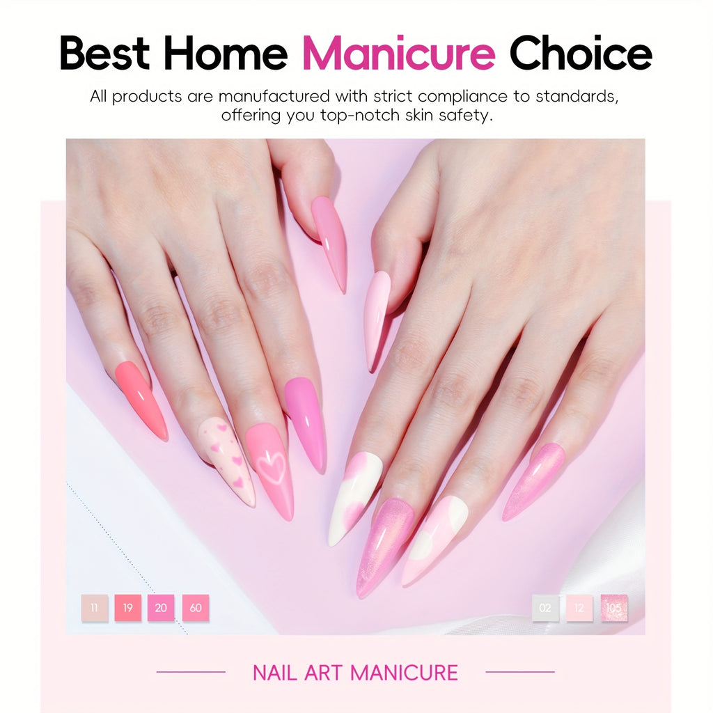 Peacecolor Gel Nail Polish Kit with Nail Dryer Lamp Nail Gel 70pcs Macaron Colors Yellow Purple Glitter Nail Gel Polish with 5pcs Glitter