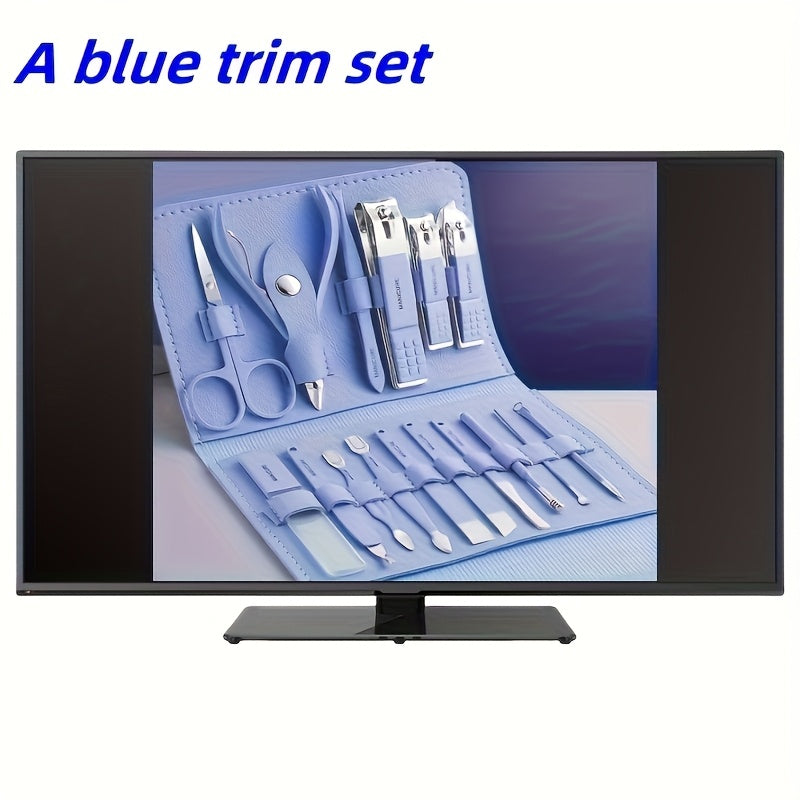 3 Colors Available - 16pcs 5.51inch\u002F 4.33inch Premium Stainless Steel Nail Care Tool Set with Straight Edge Nail File