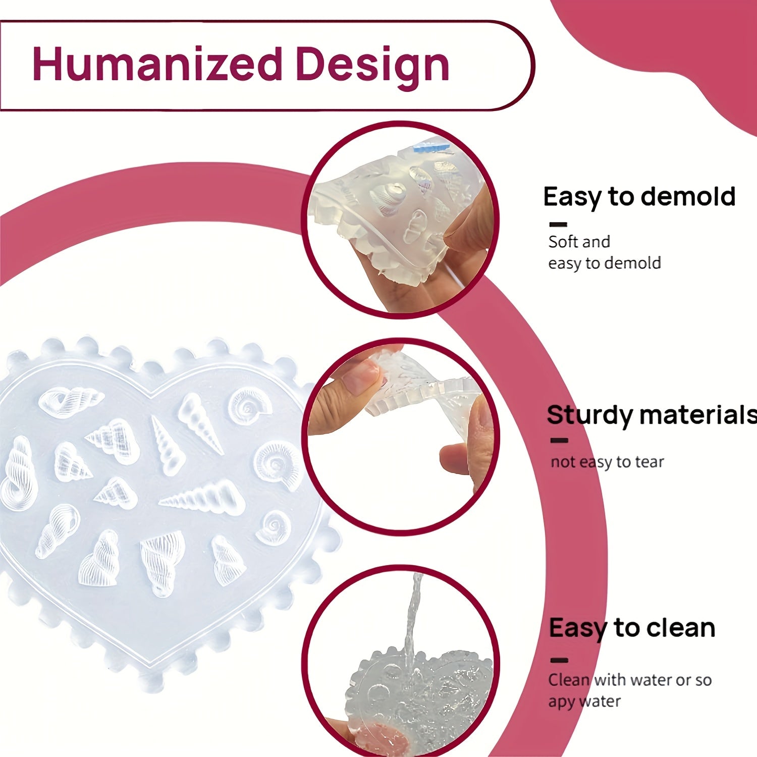 6pcs 3D Nail Art Molds, Clear Ocean Silicone Nail Molds Art Silicone Mold with 103 Sea Charm Resin Seahorse Template Mould