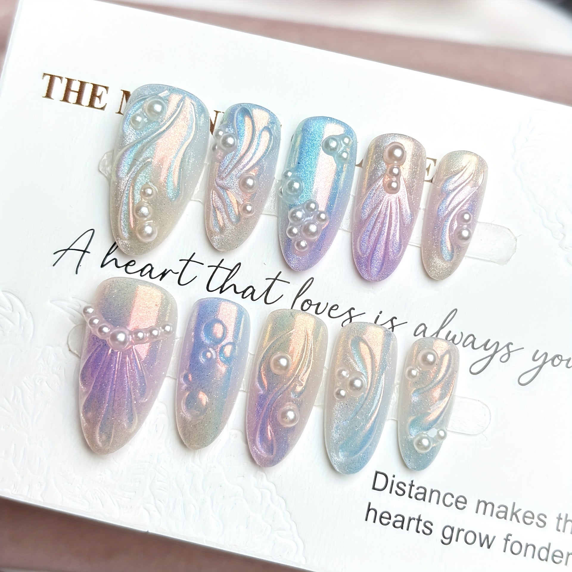Ballet Mermaid Glam 10pcs Ballet Mermaid Glam Press-On Nails | Pastel Purple\u002FPink\u002FBlue\u002FWhite