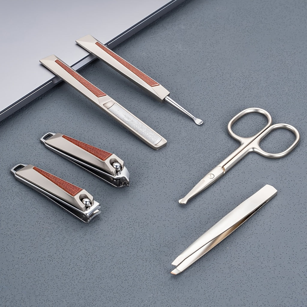 6pcs Luxury Manicure Set, Premium Stainless Steel Beauty Kit with Sharp and Durable Nail Clippers