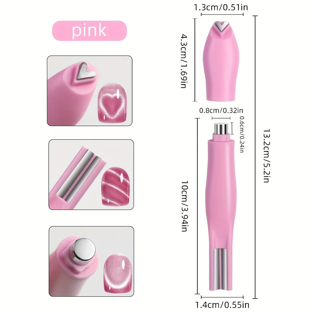 Professional Nail Tools 3-in-1 Cat'S Eye Nail Magnet Snake Print Heart Design Pig'S Bristle Resin Brush Stem Unscented Formula Christmas Wonderful Gifts