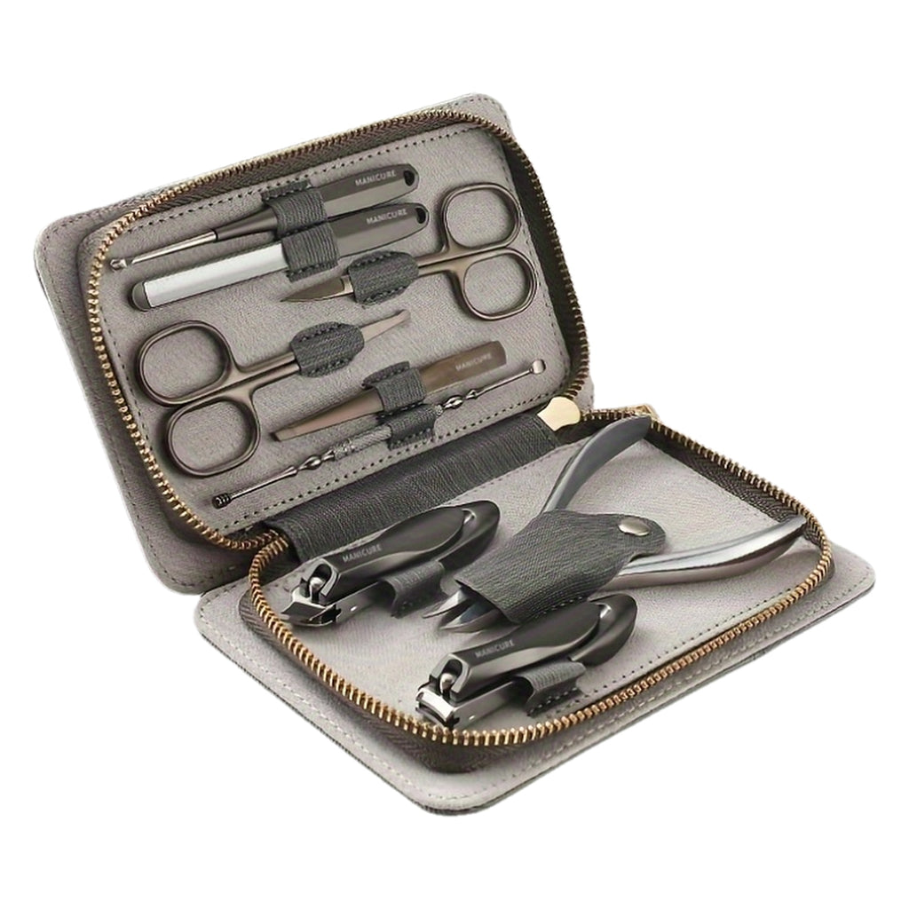 9pcs Manicure Set 9pcs Stainless Steel Nail Clipper and Manicure Set with Travel Case - Cuticle Nippers, Hand & Foot Care Tools