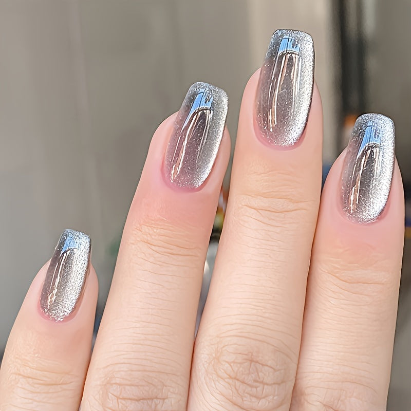 Bond Crystal Cat Eye Nail Polish - 15ml, Alcohol-Free, Shimmering Teal Gel with Sparkling Top Coat