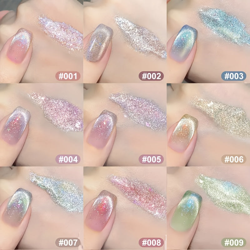 Cat Eye Gel Nail Polish, 12pcs Crushed Lce Glamorous Cat Eye Gel Nail Polish With Magnet, Soak Off LED