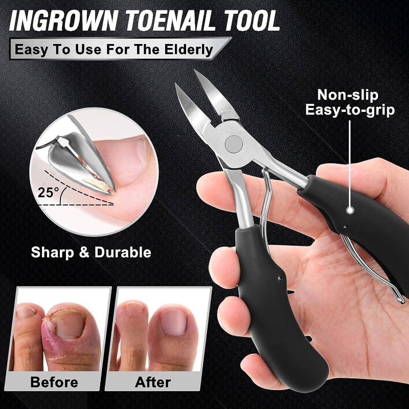 11pcs Professional Stainless Steel Ingrown Toenail & Thick Nail Care Kit - Heavy-Duty Multifunctional Manicure