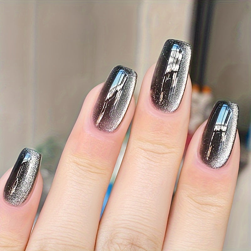 Bond Crystal Cat Eye Nail Polish - 15ml, Alcohol-Free, Shimmering Teal Gel with Sparkling Top Coat