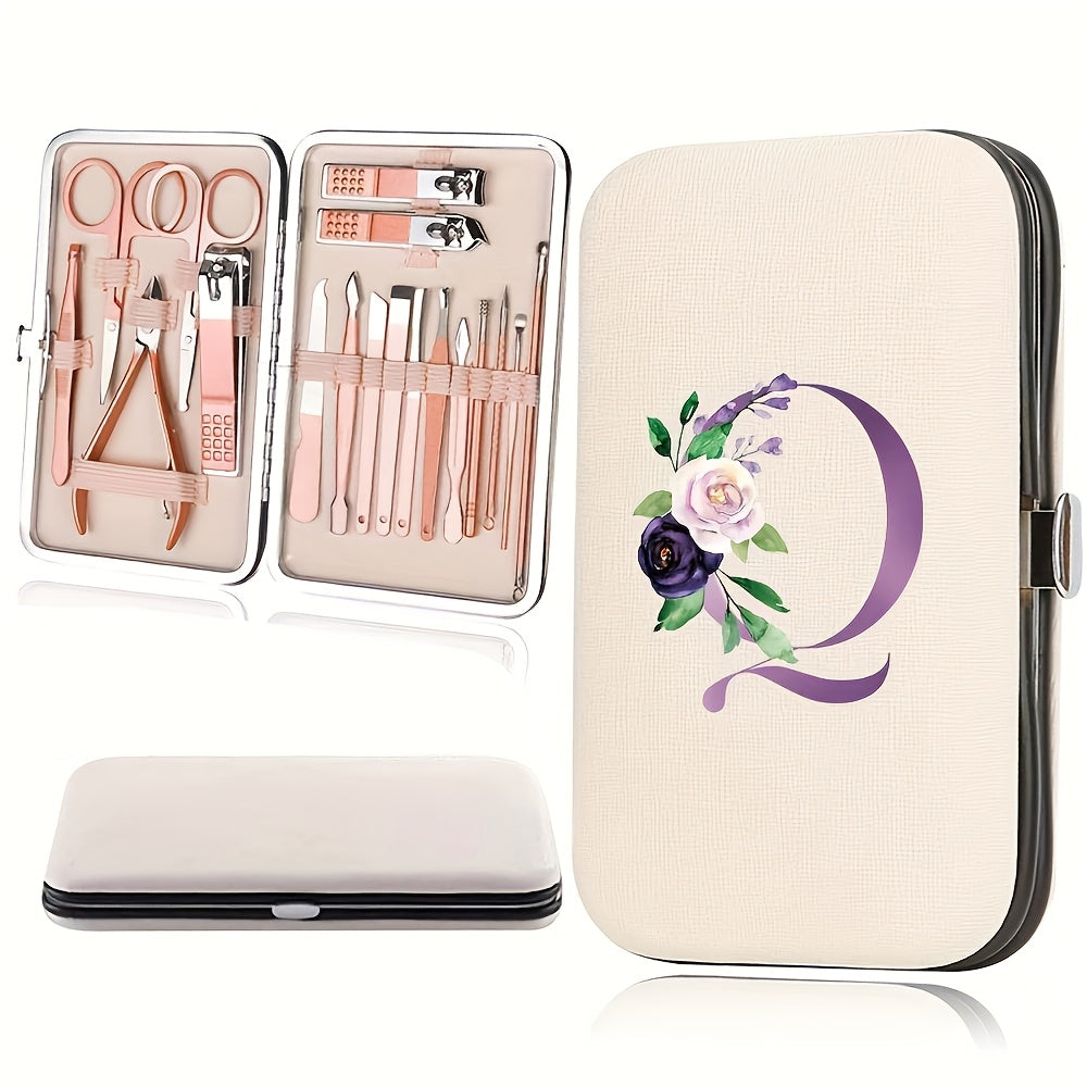 18pcs Portable Manicure Set 18pcs Portable Manicure Clippers Set | Stainless Steel Nail Cutter Kit with PU Storage Box