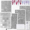 5pcs Nail Art Stencil Set with Stamps - Christmas-Themed Designs (Snowflakes, Stars, Hearts) for DIY Manicure