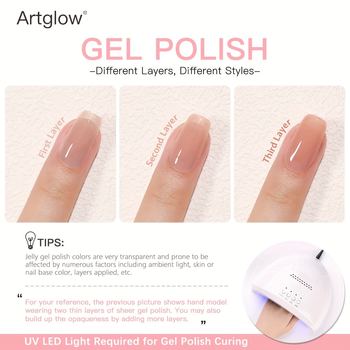 6pcs-0.51oz Sheer Ice Jelly Gel Nail Polish - Nude to Pink Ombre Shades, Alcohol-Free, \u002FLED Curing, Long-Lasting