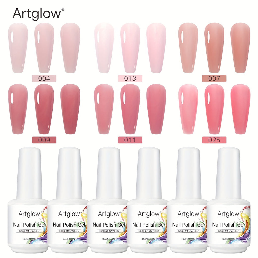 6pcs-0.51oz Sheer Ice Jelly Gel Nail Polish - Nude to Pink Ombre Shades, Alcohol-Free, \u002FLED Curing, Long-Lasting
