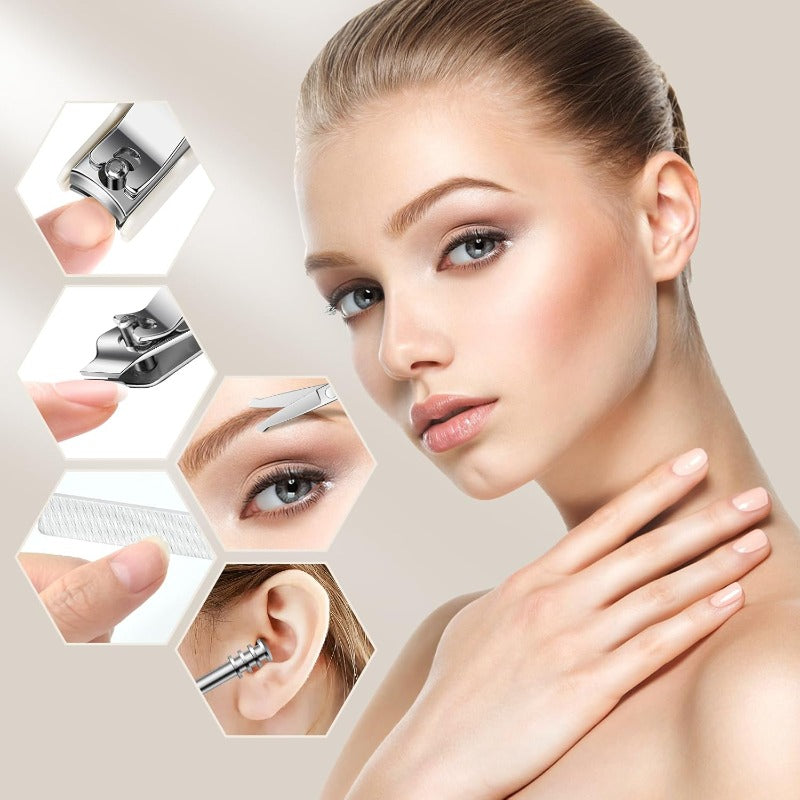 6Piece Nail Clipper Set with Nail File Tweezers and ingrown toenail Removal kit Travel Nail kit for Men and Women ITS FINE White