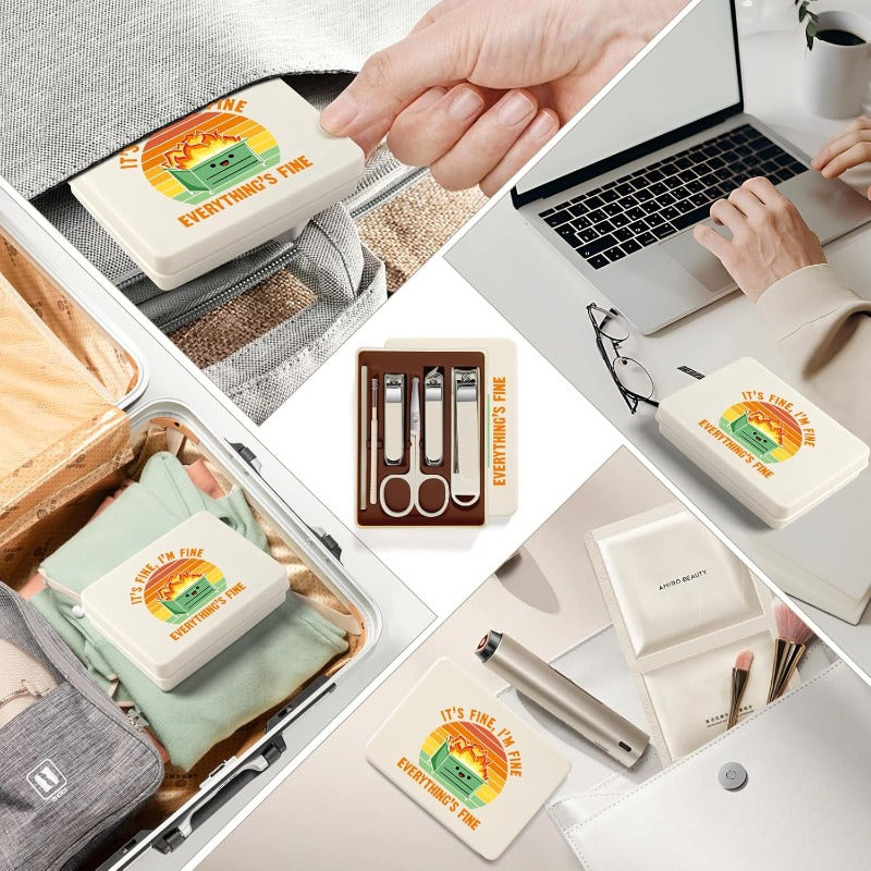 6Piece Nail Clipper Set with Nail File Tweezers and ingrown toenail Removal kit Travel Nail kit for Men and Women ITS FINE White