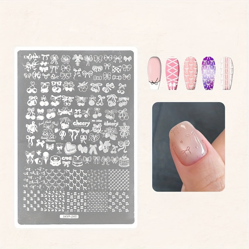 5pcs Nail Art Stencil Set with Stamps - Christmas-Themed Designs (Snowflakes, Stars, Hearts) for DIY Manicure