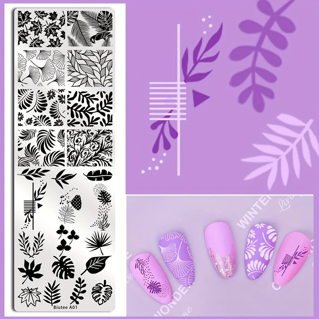 Biutee Nail Stamping Plates With 8 Colors Nail Stamping Polish Gel 10PCS Nail Stamp Plates Nail Stamper Christmas Starry Sky Lace Flower Leaves Animal Nail Stamping Kit Halloween Nail Design