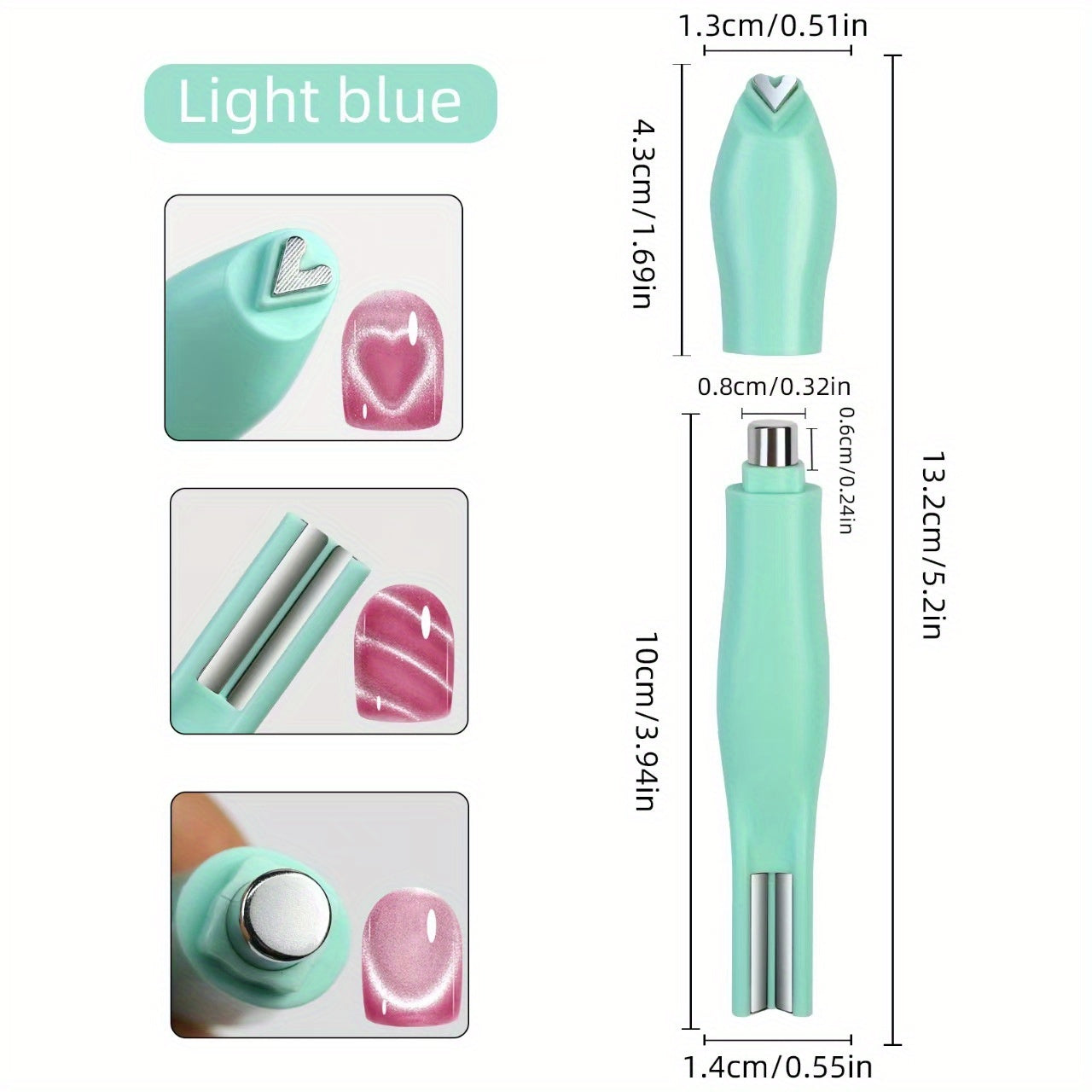 Professional Nail Tools 3-in-1 Cat'S Eye Nail Magnet Snake Print Heart Design Pig'S Bristle Resin Brush Stem Unscented Formula Christmas Wonderful Gifts
