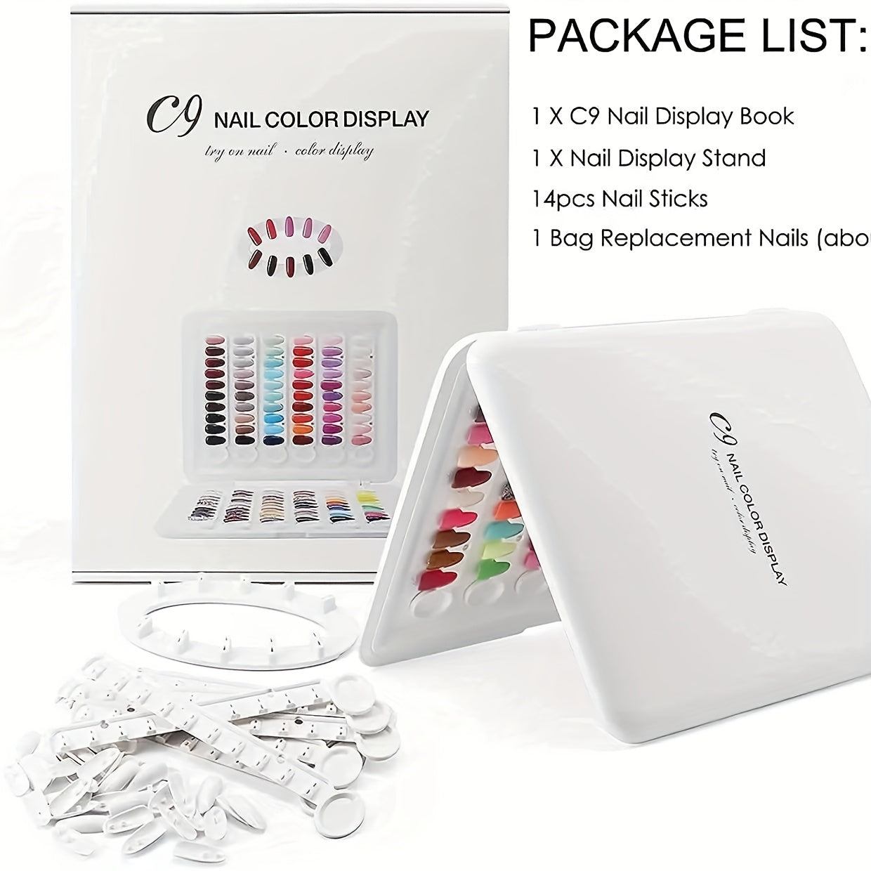 Professional Nail Gel Color Swatch Display Book with 120 Samples - Formaldehyde-Free, No Glue Needed