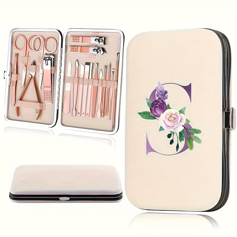 18pcs Portable Manicure Set 18pcs Portable Manicure Clippers Set | Stainless Steel Nail Cutter Kit with PU Storage Box