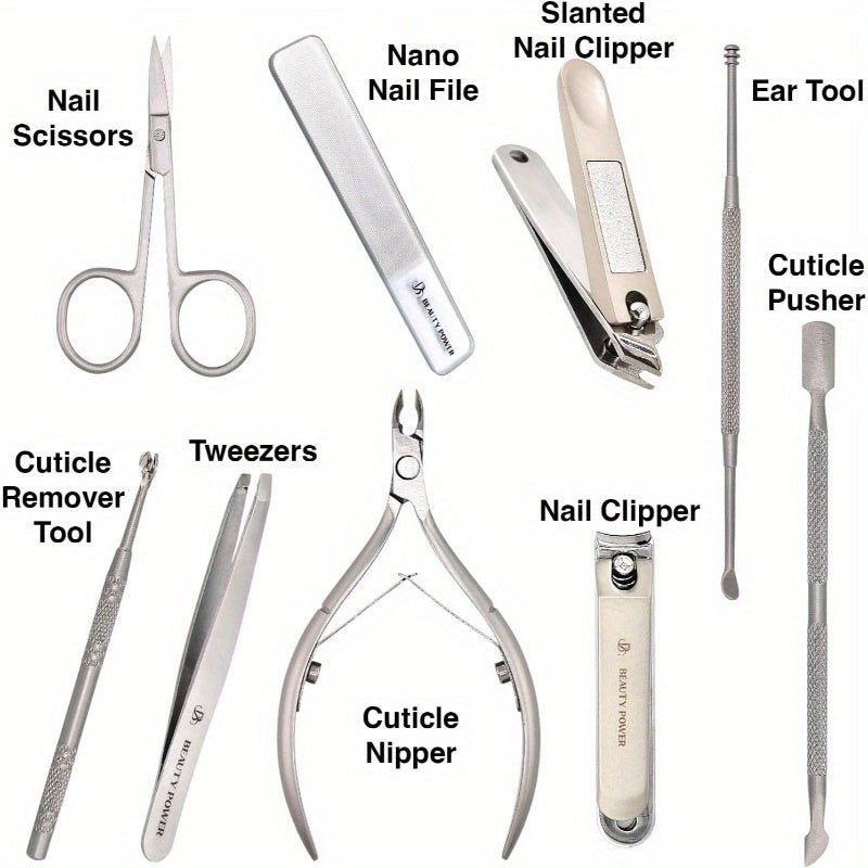 9-in-1 Professional Manicure & Pedicure Set - Stainless Steel Nail Care Kit with Nail Clippers, Cuticle Nipper