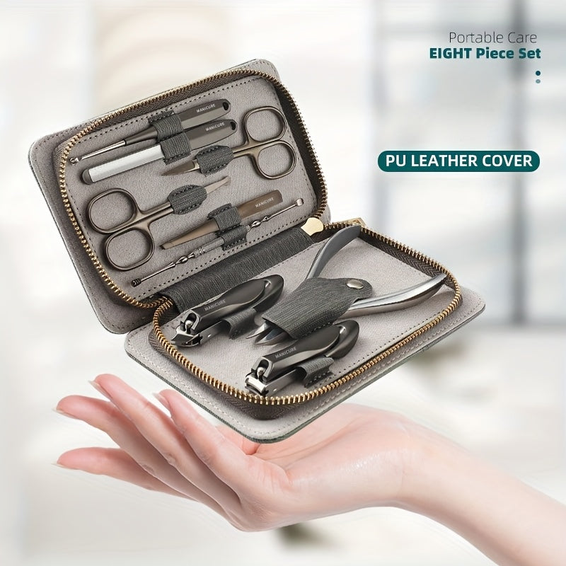 9pcs Manicure Set 9pcs Stainless Steel Nail Clipper and Manicure Set with Travel Case - Cuticle Nippers, Hand & Foot Care Tools