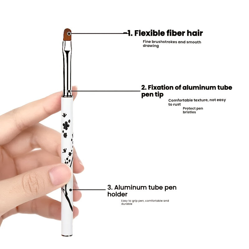 NOVAL 12pcs Professional Nail Art Pen and Brush Set with Metallic White Print - Complete Salon-Quality Manicure & Pedicure Kit