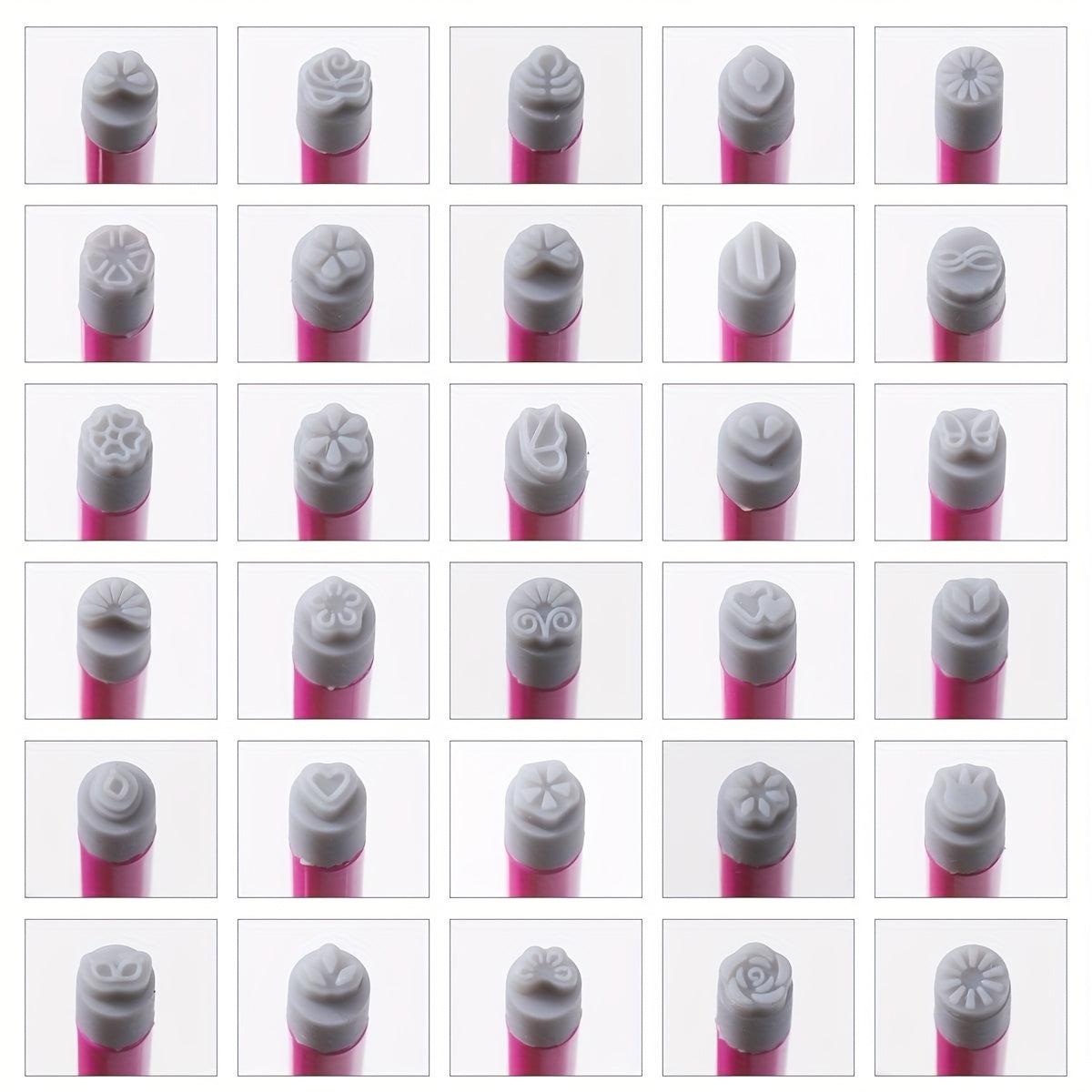 30pcs Silicone Nail Art Stamps - Floral & Butterfly Designs, Formaldehyde-Free, Easy-Clean