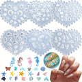 6pcs 3D Nail Art Molds, Clear Ocean Silicone Nail Molds Art Silicone Mold with 103 Sea Charm Resin Seahorse Template Mould