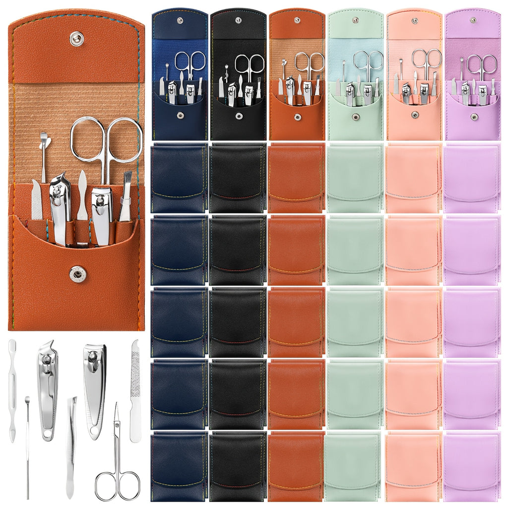 60 Sets Travel Manicure Set Nail Clippers Bulk Pedicure Kit 7in 1 Stainless Steel Professional Nail Set Grooming Kits Nail Care Tools for Women Men