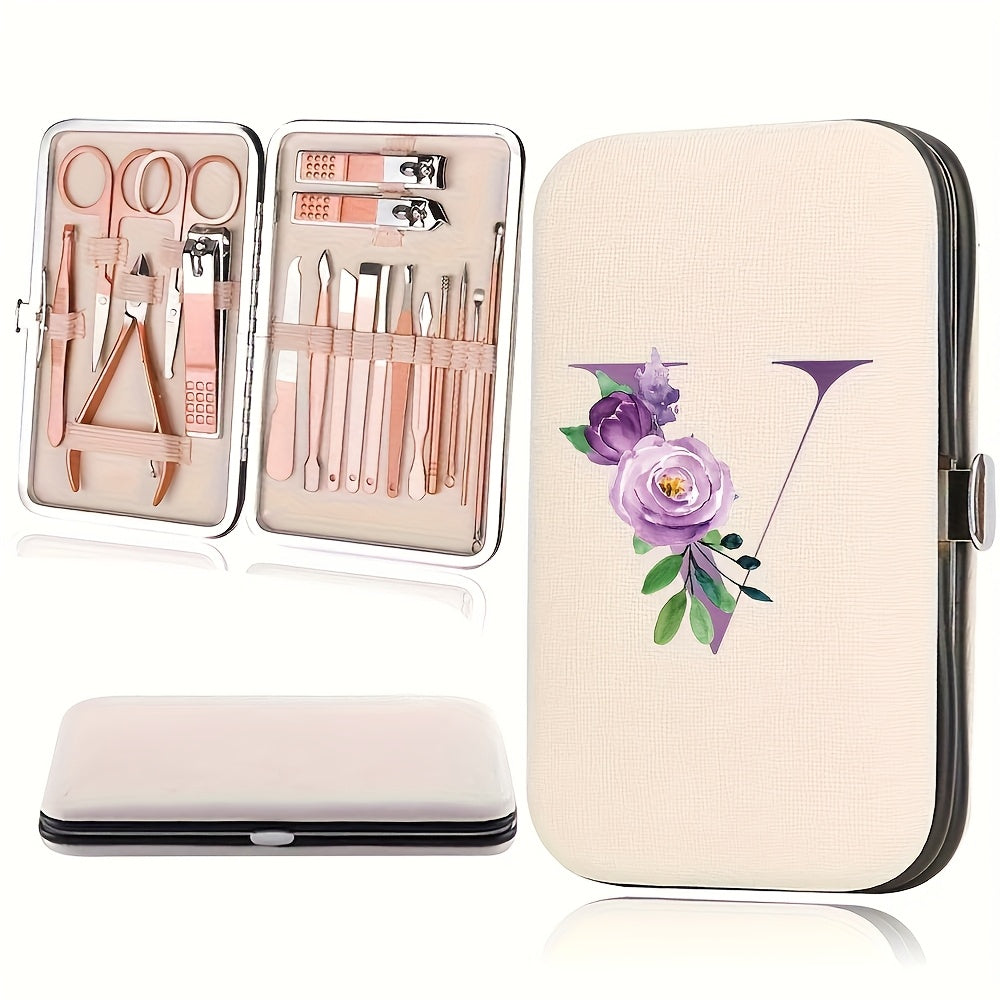 18pcs Portable Manicure Set 18pcs Portable Manicure Clippers Set | Stainless Steel Nail Cutter Kit with PU Storage Box