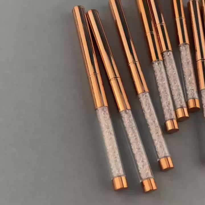 Rose Golden Diamond-Handled Nail Brush Set, Drawing Line Contours, Brushing Delicately, Suitable for Beginners to Use