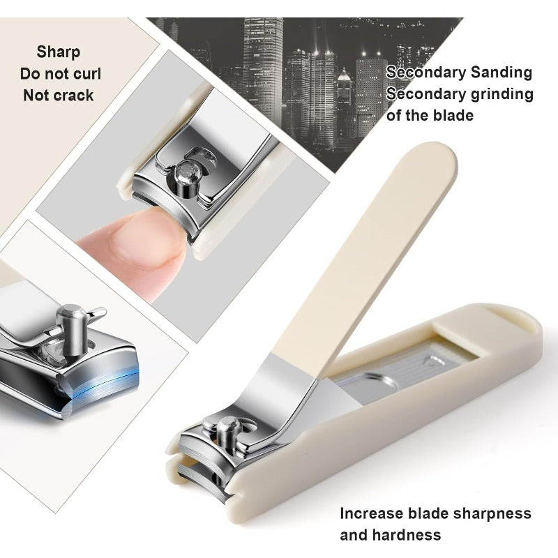 6Piece Nail Clipper Set with Nail File Tweezers and ingrown toenail Removal kit Travel Nail kit for Men and Women ITS FINE White